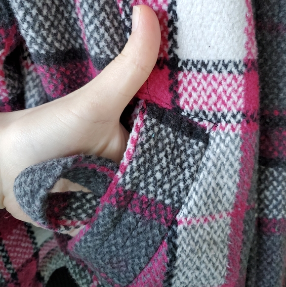 ambiance apparel Multicolored Plaid Knit Zip-up Winter Bomber Jacket Coat - Picture 4 of 16